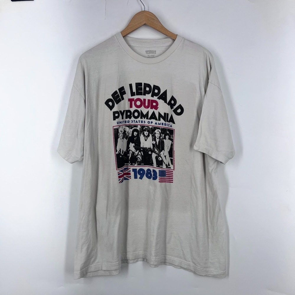 American Classics Def Leppard Pyromania 1983 Tour Graphic T-Shirt‎ Mens 2XL Gray